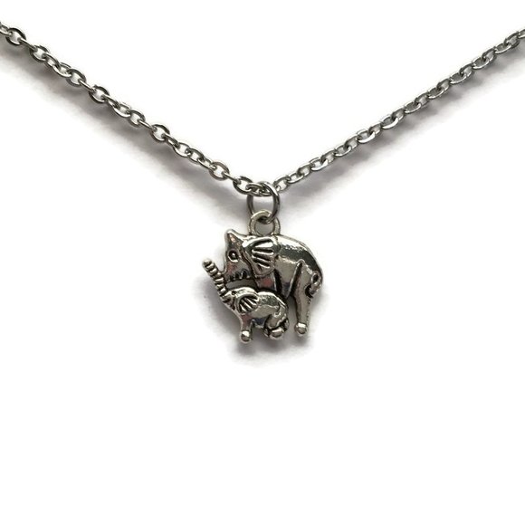 Mom with Baby Elephant Charm Necklace Tibetan Silver Stainless Steel 4for$20 - Picture 2 of 6